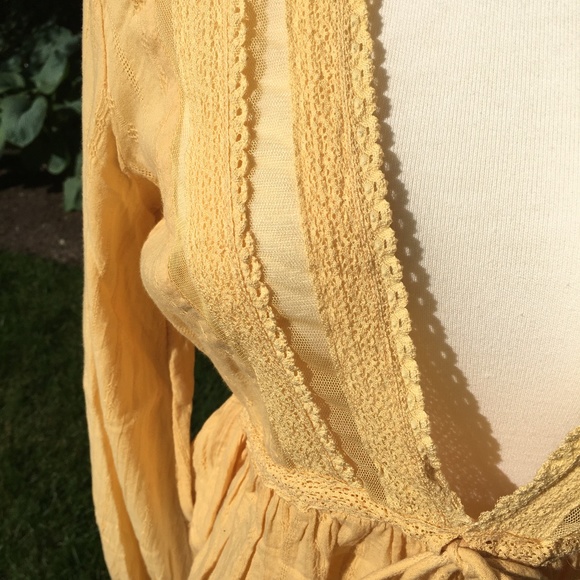 Free People Gold Lace Tie-String Top - Picture 2 of 3